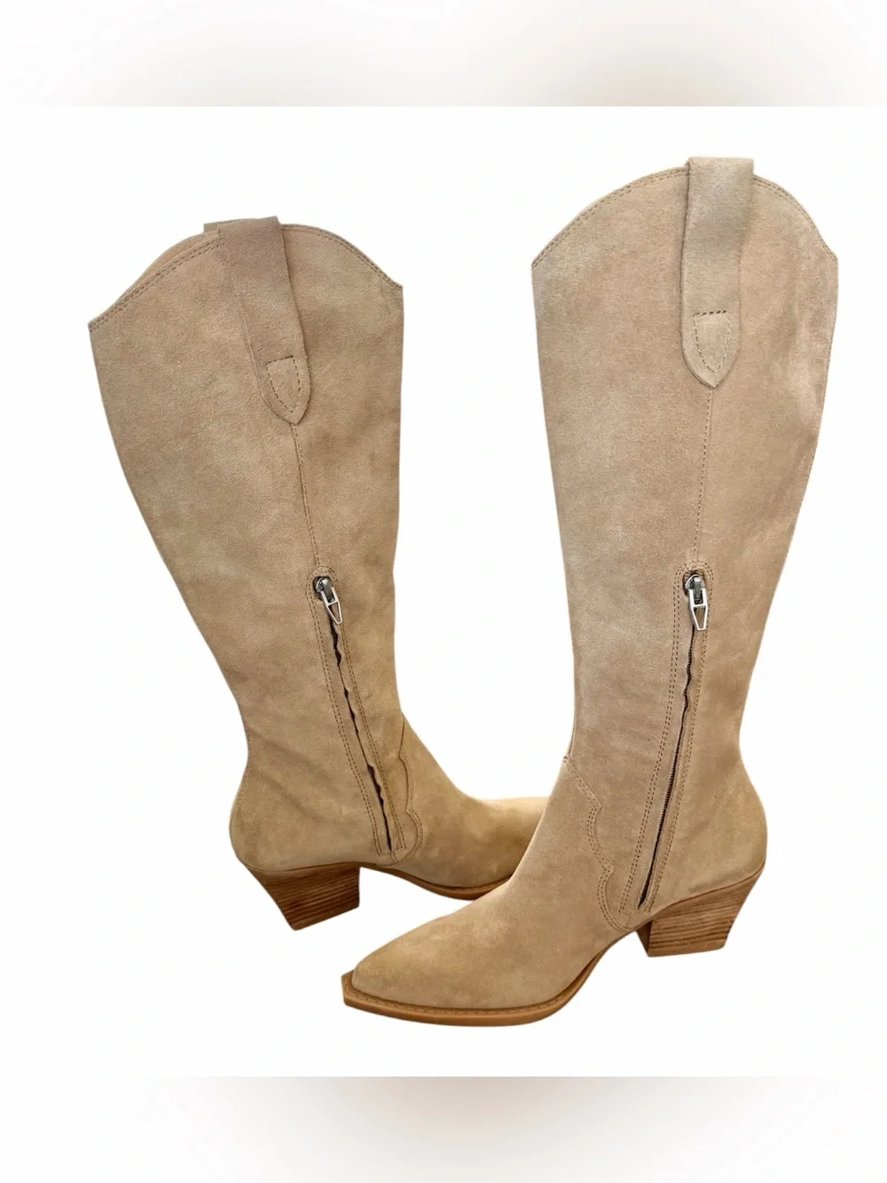 Dolce Vita Women's Regy Western Boot Beige Suede Over Western Boots